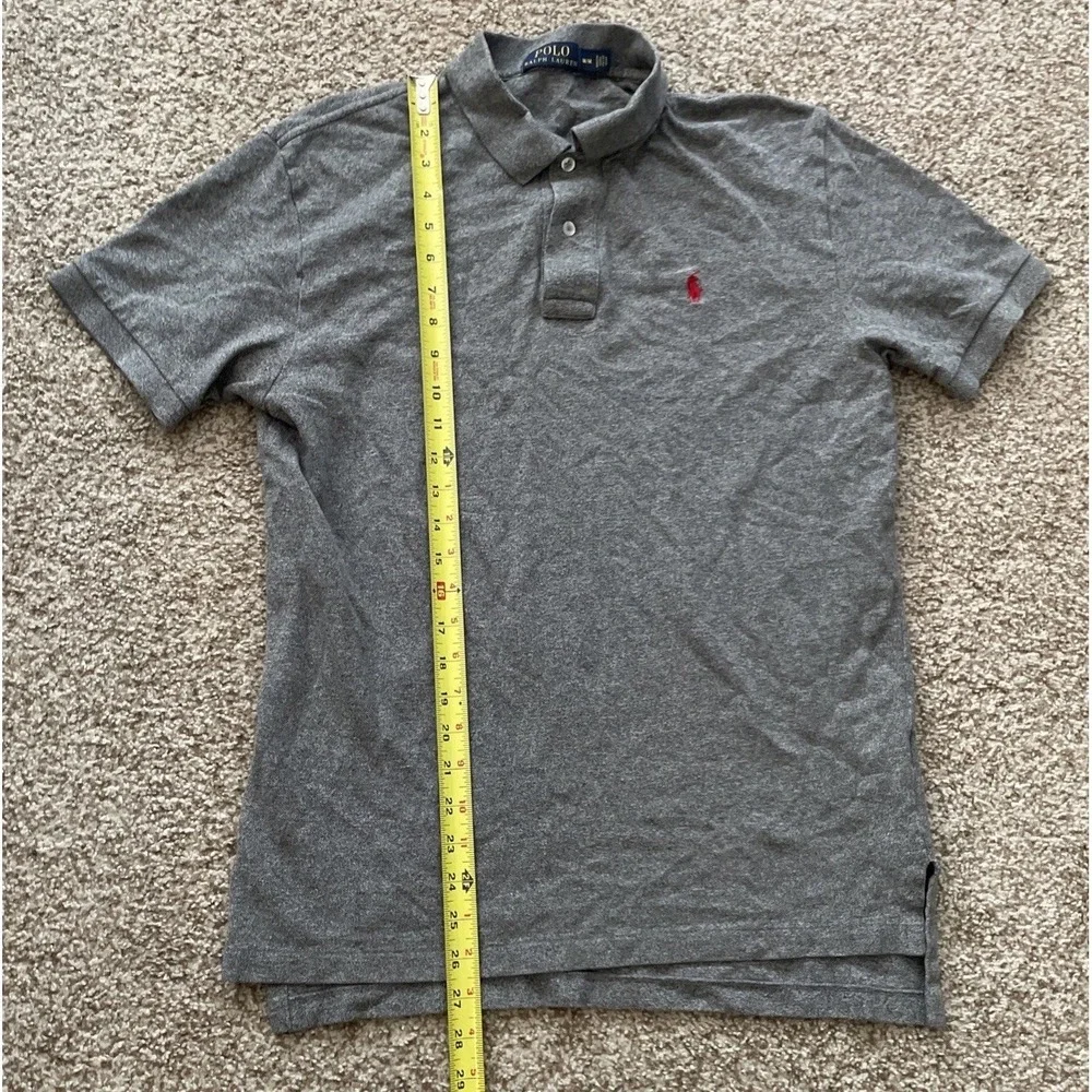Polo Ralph Lauren Golf Shirt Men's M Grey SS Button-Up Red Pony RN 41381 Good